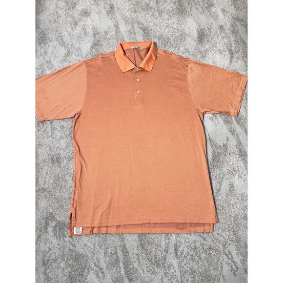 Vintage Peter Millar Men's Orange Waffle Print Short Sleeve Polo Golf Shirt XL - Picture 1 of 6